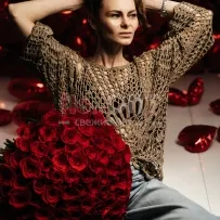 Букет № 452 из 101 российской розы — фото 9