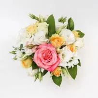 Цветочный стаканчик № 123 с розой и белой эустомой  — фото 69