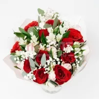 Букет № 294 с красными розами и тюльпанами  — фото 17