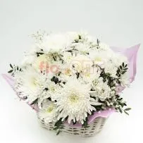 Композиция № 183 с белой хризантемой и кустовой гвоздикой  — фото 9