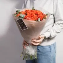 Букет № 550 с розами оранжевого цвета — фото 36