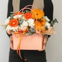 Композиция № 224 в сумочке с герберами — фото 8