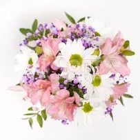 Цветочный стаканчик № 143 с розовой альстромерией  — фото 67