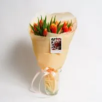 Букет № 575 из 15 оранжевых тюльпанов — фото 21