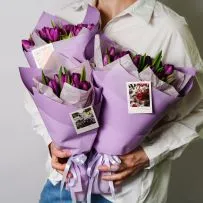 Букет № 568 с сиреневыми тюльпанами  — фото 24