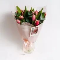 Букет № 574 из 15 розовых тюльпанов  — фото 17