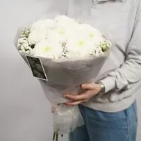Букет № 545 с белой хризантемой — фото 26