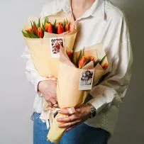 Букет № 572 из 7 оранжевых тюльпанов  — фото 