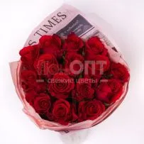 Букет из 15 красных роз — фото 7