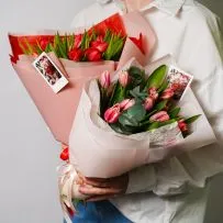 Букет № 574 из 15 розовых тюльпанов  — фото 16