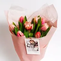 Букет № 566 из 9 розовых тюльпанов — фото 9