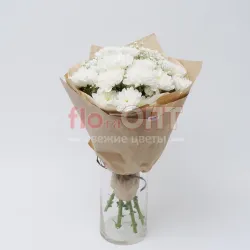 Букет № 176 с белой кустовой хризантемой  — фото 1