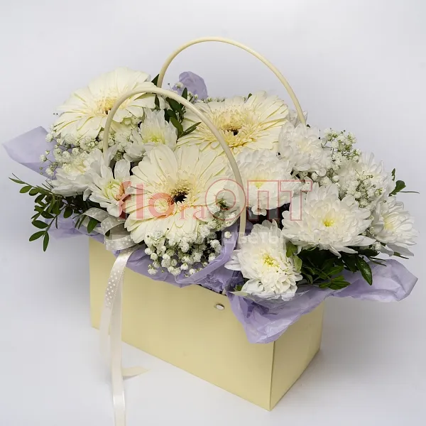 Композиция № 286 с белыми герберами  — фото 1