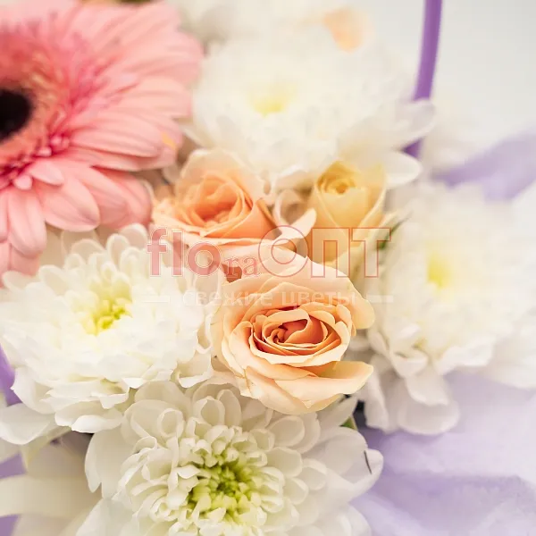 Композиция № 173 с розовой герберой и хризантемой — фото 4