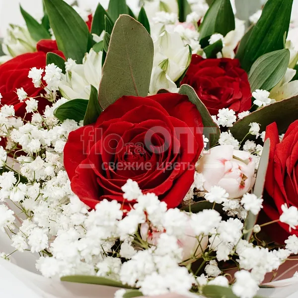 Букет № 294 с красными розами и тюльпанами  — фото 5