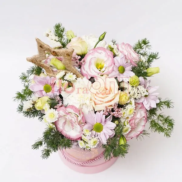 Коробка № 125 с эустомой и розой — фото 2