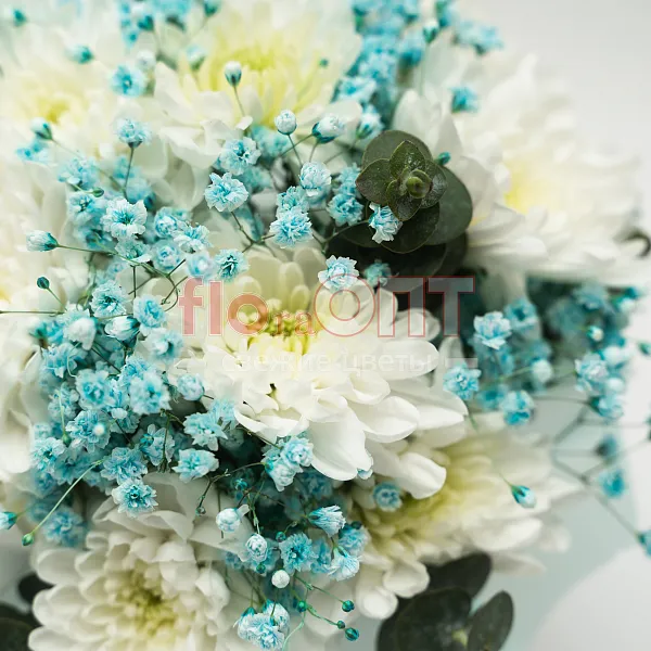 Цветочный стаканчик № 165 с хризантемой и гипсофилой  — фото 4