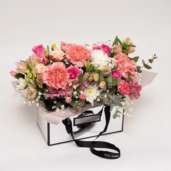 Композиция № 169 сборная с розовой гвоздикой  — фото 1