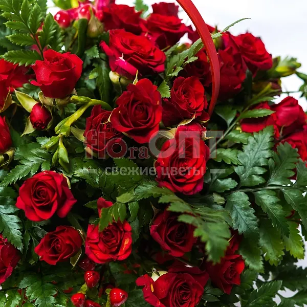 Композиция № 65 с кустовой красной розой — фото 3