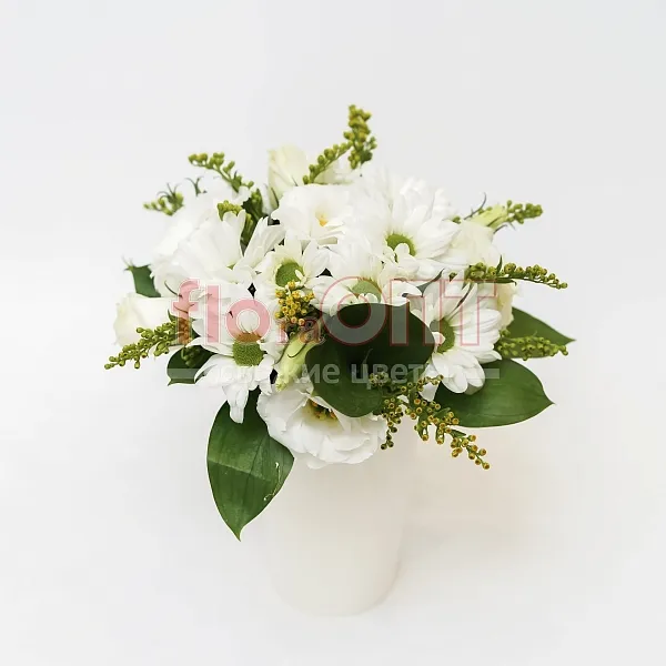 Цветочный стаканчик № 118 с белой эустомой  — фото 1