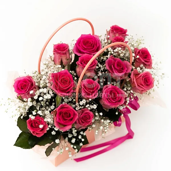 Композиция №214 розами в сумочке  — фото 2
