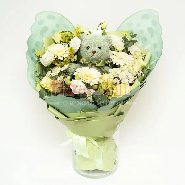 Букет № 540 с розами и герберой  — фото 1