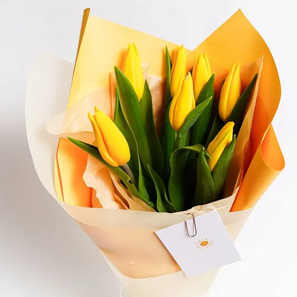 Букет № 570 из 7 желтых тюльпанов — фото 3