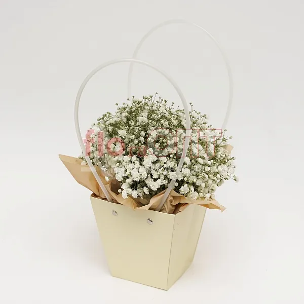 Композиция № 204 с белой гипсофилой  — фото 1