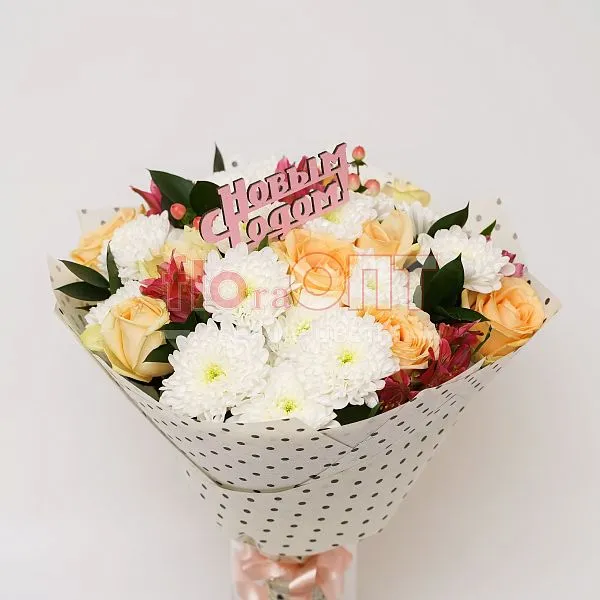 Букет № 475 с бежевыми розами  — фото 3