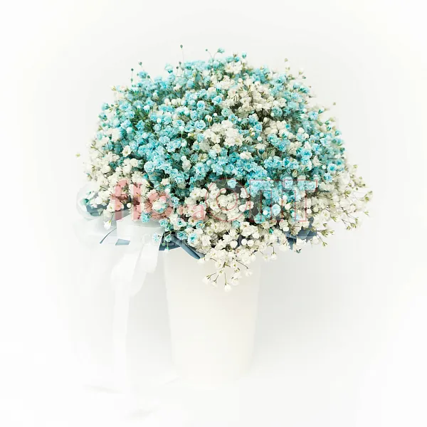 Цветочный стаканчик № 167 с крашеной гипсофилой  — фото 1