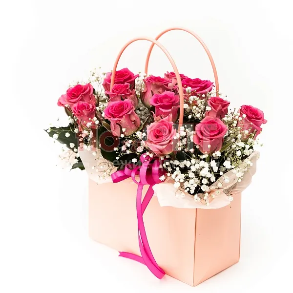 Композиция №214 розами в сумочке  — фото 3