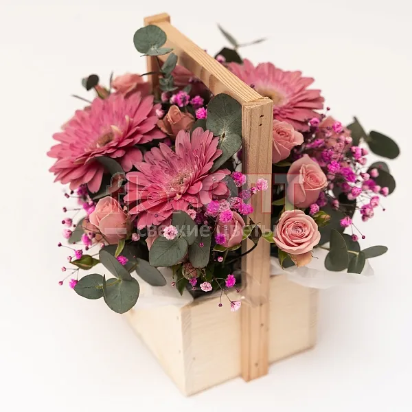 Композиция № 186 розовая с герберами  — фото 1