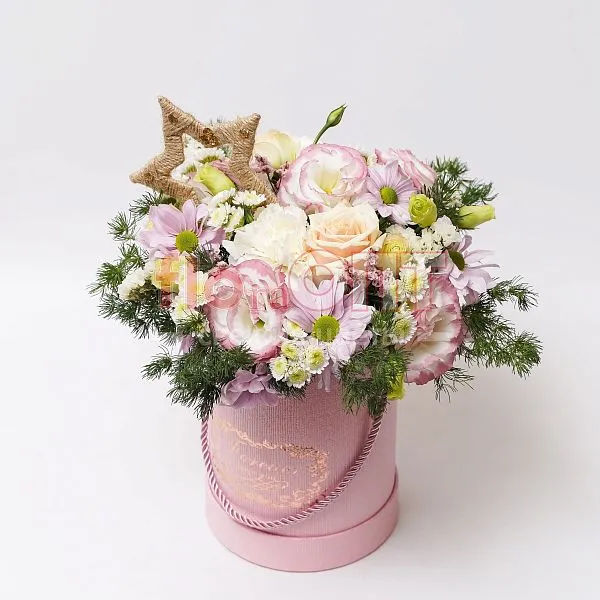 Коробка № 125 с эустомой и розой — фото 3