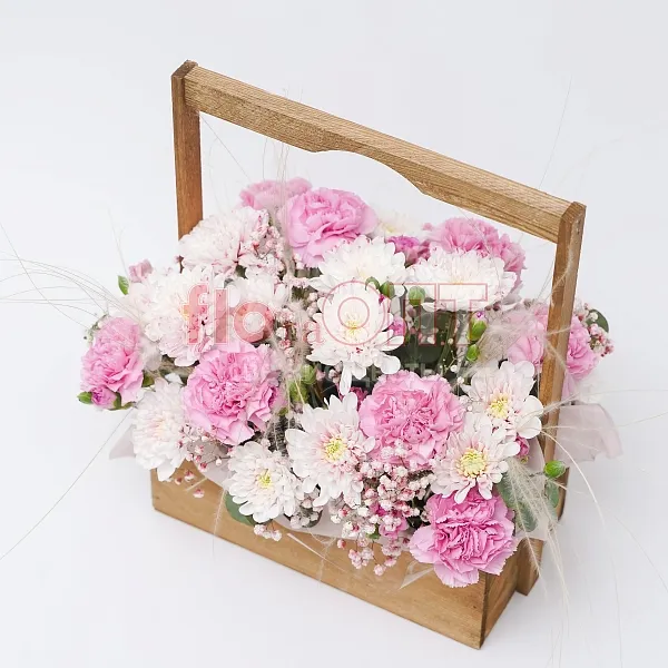 Композиция № 165 с хризантемой в деревянном ящике  — фото 4