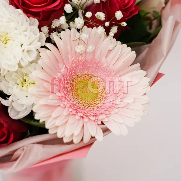 Букет № 507 розовый с герберой и розой  — фото 3