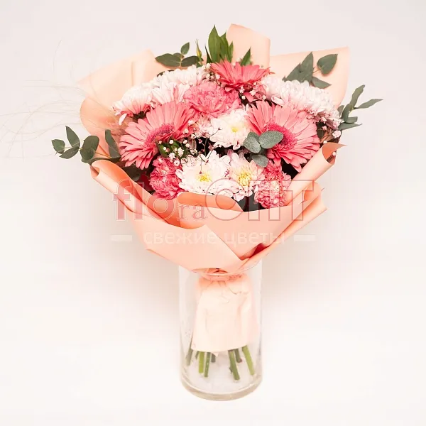 Букет № 7 сборный с розовыми герберами  — фото 1