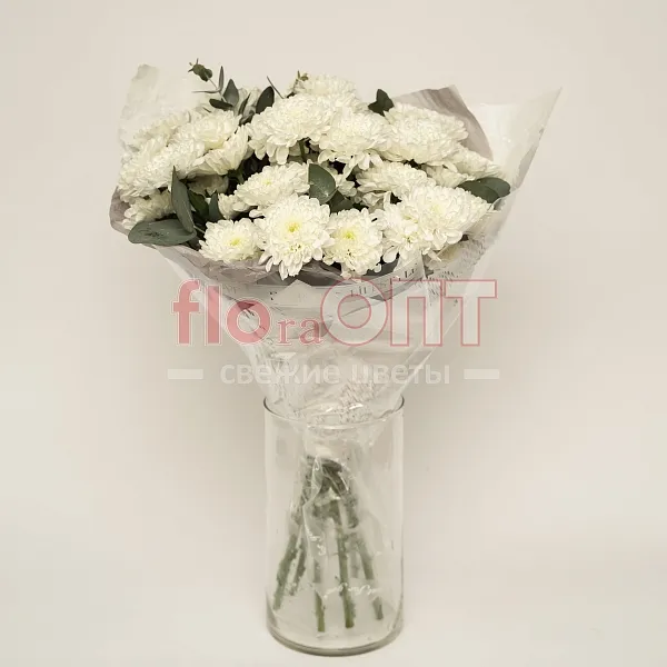 Букет № 498 с белой кустовой хризантемой  — фото 1