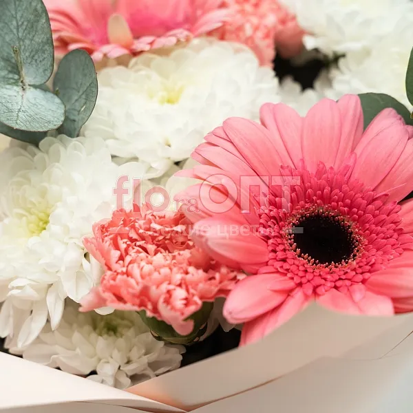Букет № 526 сборный с розовыми герберами — фото 4