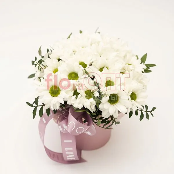 Композиция № 221 в коробке с хризантемой  — фото 3