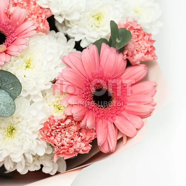 Букет № 526 сборный с розовыми герберами — фото 3
