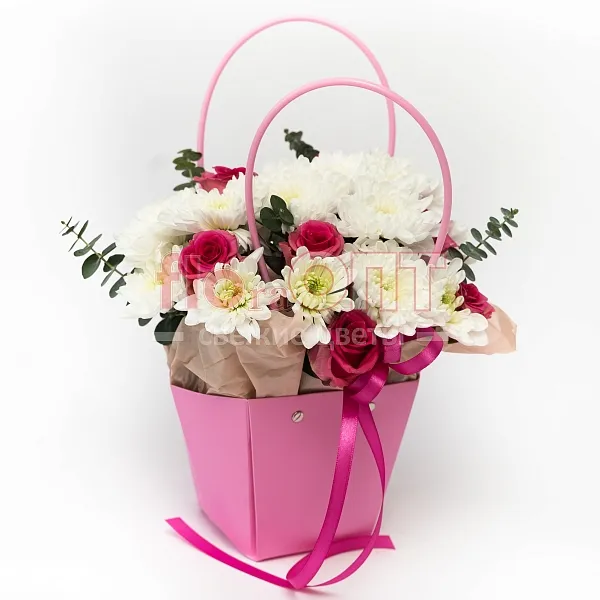 Композиция № 212 сборная в розовой сумочке  — фото 4