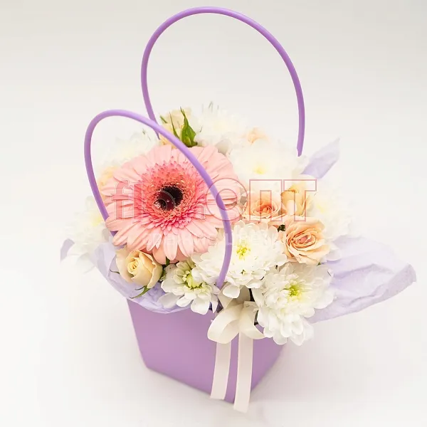 Композиция № 173 с розовой герберой и хризантемой — фото 3