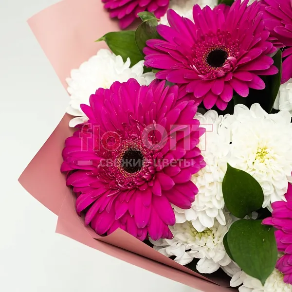 букет № 519 с герберами и хризантемой  — фото 3