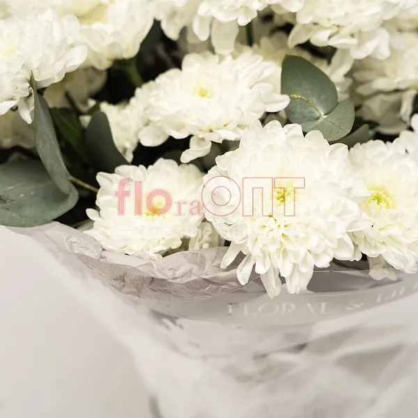 Букет № 498 с белой кустовой хризантемой  — фото 3