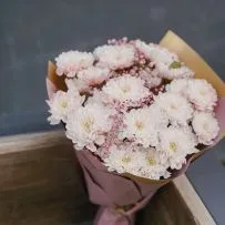 Букет Зефирка № 563 из крашеной кустовой хризантемы  — фото 23