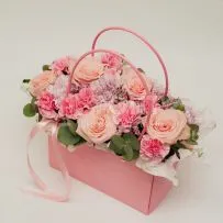 Композиция Сборная № 243 розовая из роз и диантусов — фото 47