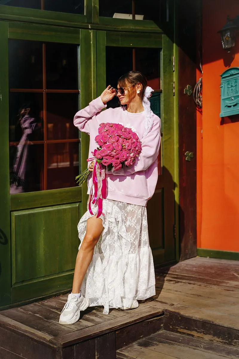 Букет ВАУ №43 из ярко-розовых кустовых роз — фото 3