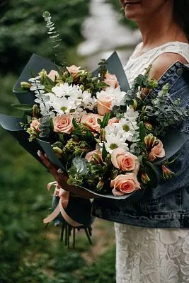 Букет Сборный №4 с розой и кустовой хризантемой  — фото 6